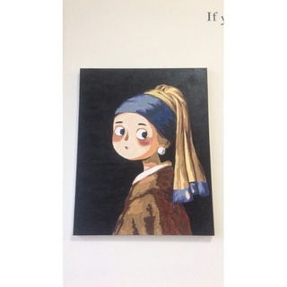 Tranh tô màu số hóa Madoca có khung 40x50cm thiếu nữ đeo ngọc trai T989
