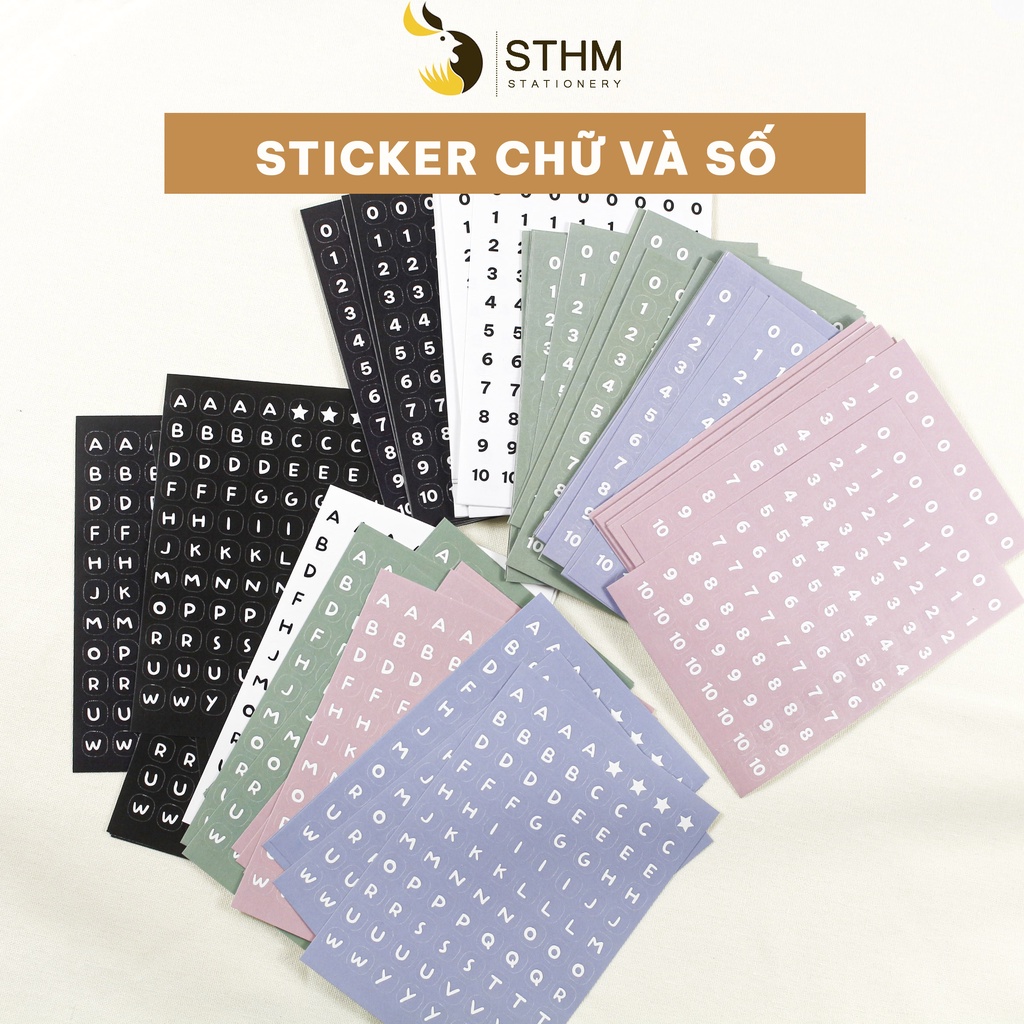 Sticker chữ và số - Trang trí sổ tay - DIY thiệp - STHM stationery ...