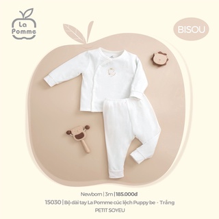 La pomme Bộ Dài Tay La Pomme Cúc lệch Puppy sơ sinh AW2022
