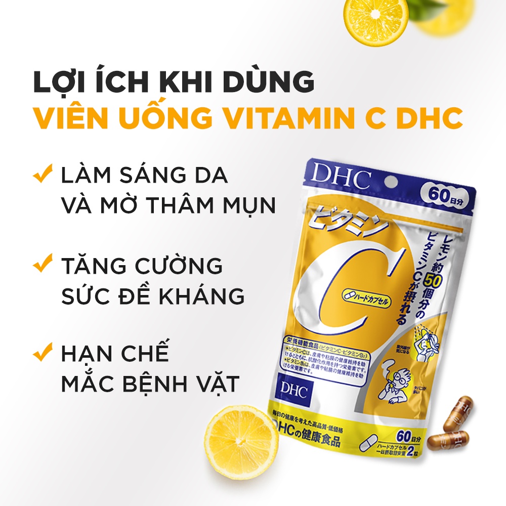 Viên uống bổ sung vitamin C DHC sáng da, mờ thâm, tăng cường đề kháng gói 40 viên (20 ngày) và gói 120 viên (60 ngày) | Shopee Việt Nam