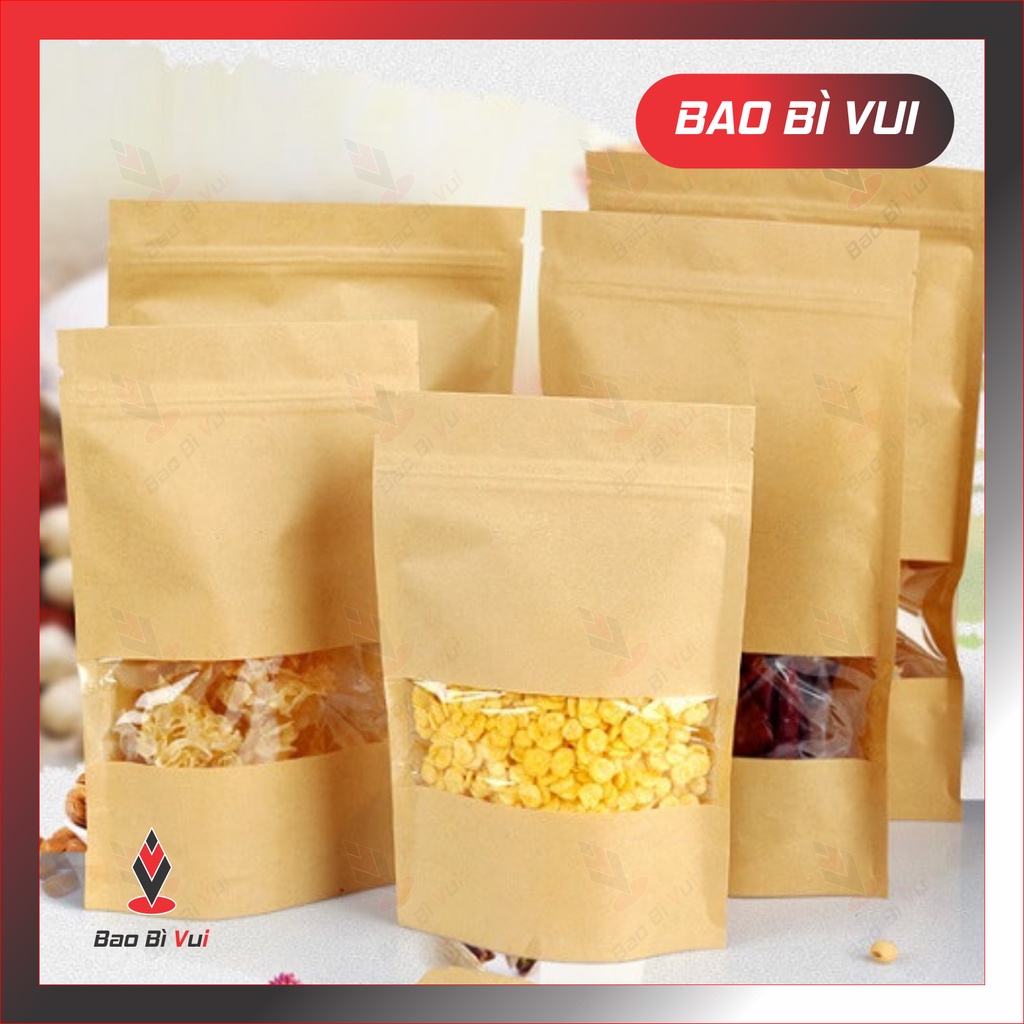 [1kg] Túi zip giấy của sổ tràn phủ bóng- BAO BÌ VUI