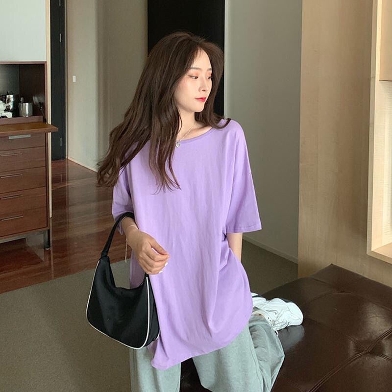 Milyfaashion Mùa Hè Thiết Kế Tay Ngắn Gợi Cảm Dây Rời Kích Thước Lớn Giữa Chiều Dài Áo Thun