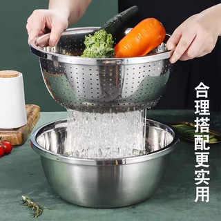 Bộ Bào Nạo Rau Củ Kiêm Rổ Và Chậu Inox Cao Cấp Đa Năng 3 Chi Tiết Cam Homeware