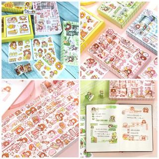 Sticker cute hình dán sổ tay mũ bảo hiểm washi tape dụng cụ bullet journal combo nhãn dán TIMO WS5