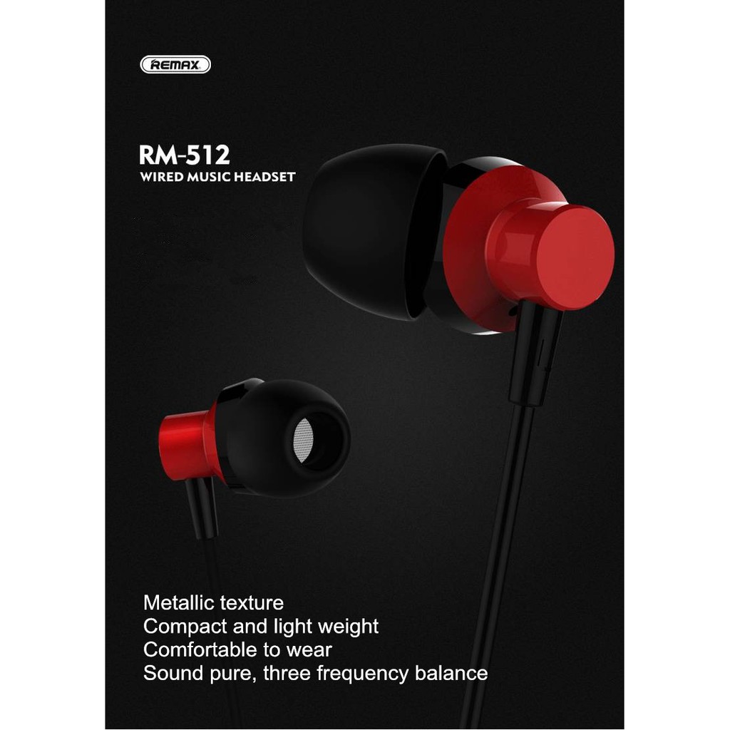 Tai nghe có dây Remax RM-512 hãng Remax | Shopee Việt Nam