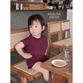 Quần áo trẻ em BATALA KIDS kiểu sát nách thun cotton màu trơn mùa hè cho bé trai và bé gái từ 1 đến 6 tuổi TRON01