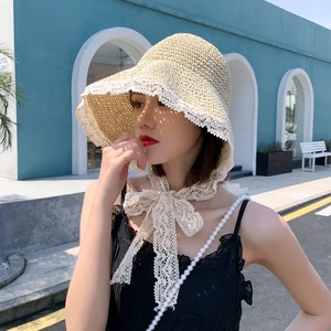 Nón cói mềm kiểu dáng vintage dễ thương rất tiểu thơ vành viền ren phối quai ren 3 màu