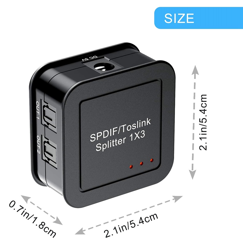 Bộ chia âm thanh quang kỹ thuật số 1X3, Bộ chia âm thanh sợi quang SPDIF TOSLINK kỹ thuật số, 1 trong 3 Out, cho HDTV DVD Blue-Ray