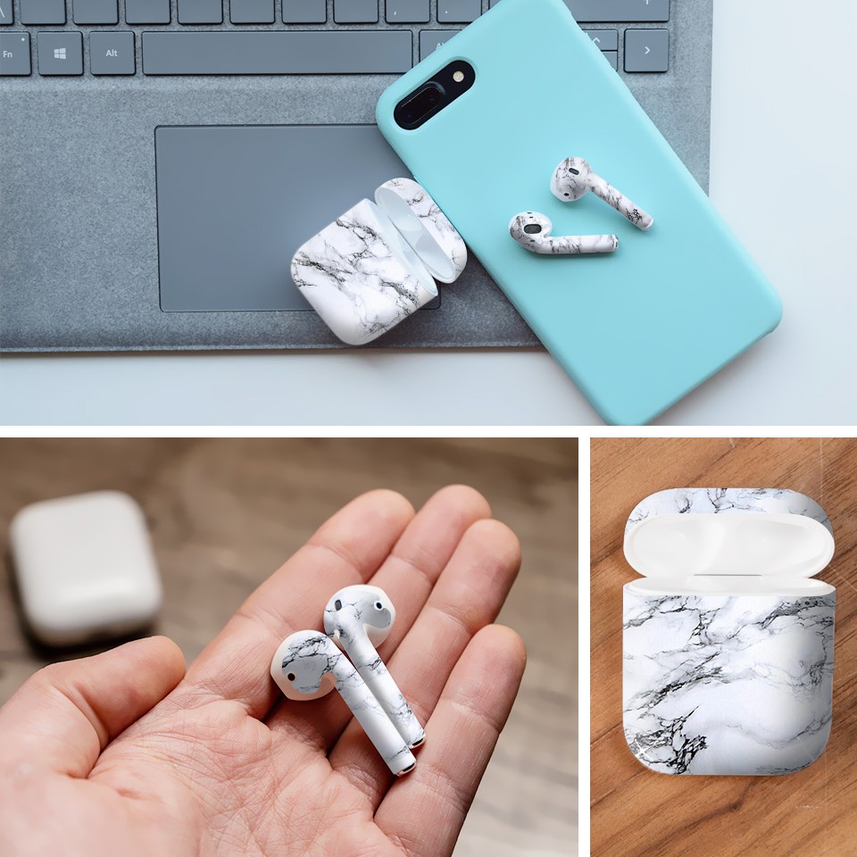 Miếng dán skin cho AirPods in hình đá trắng - dah006 (AirPods 1, 2, 3, Pro, i12)