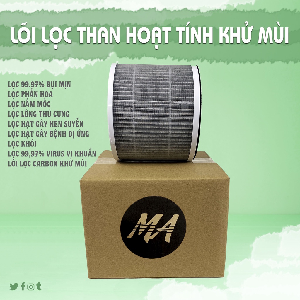 Ảnh Combo 2 màng lọc không khí MAX AIR loại than hoạt tính Carbon khử mùi, lọc bụi mịn, lọc sạch lông chó mèo 3