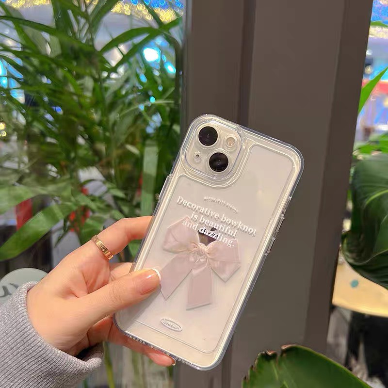 Ốp iphone trong suốt hình nơ hồng ( sắp hết )