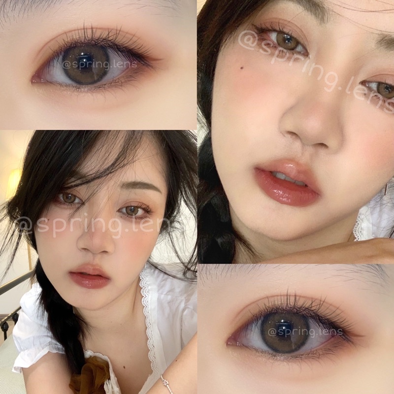 Kính áp tròng Beige nâu OLI L-BROWN (Olivia) viền style Hàn 1 tháng | Spring Lens
