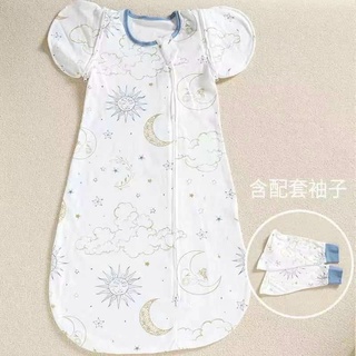 Túi ngủ cotton kéo khóa, nhộng chũn cho bé chất cotton sợi tre tay mở tùy thích