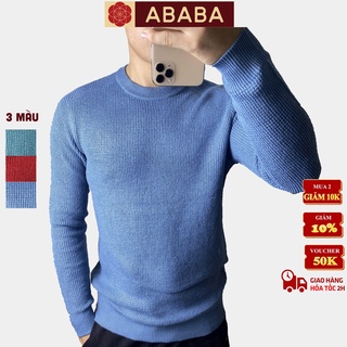 Áo len nam cổ Tròn ABABA form rộng, sweater nam Hàn Quốc Cao Cấp len lông cừu Trơn đẹp-tronthungAK