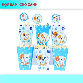 (9 Mẫu)Hộp đựng bắp + tem cắm chủ đề bé trai SET 6 cái