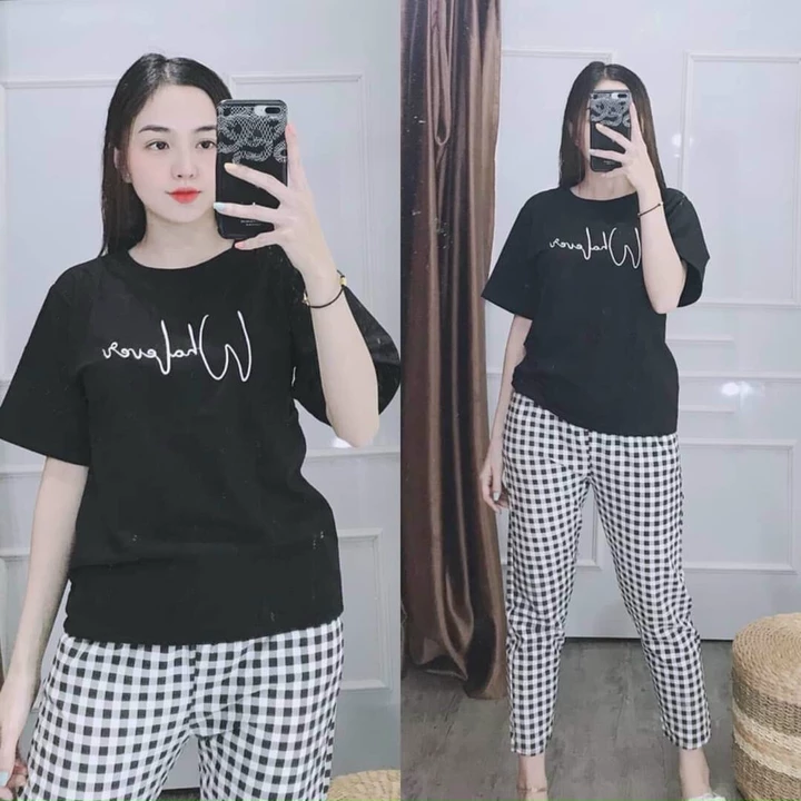 Đồ bộ nữ mặc nhà bộ đồ nữ quần dài đồ mặc nhà set đồ bộ cotton nữ dễ thương bigsize tới 85kg mã NHỊP TIM