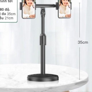 (CHÍNH HÃNG) Giá Đỡ Điện Thoại Để Bàn Kẹp 2 Điện Thoại Livestream Xem Video Xoay 360 Độ Cao Cấp - #kepdienthoai