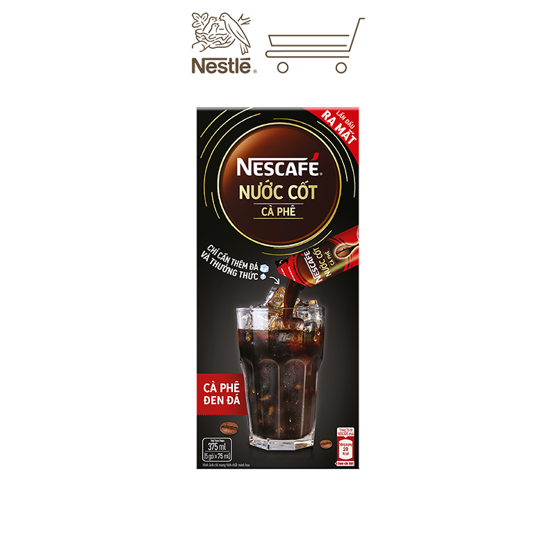 Nước cốt cà phê NESCAFÉ - CÀ PHÊ ĐEN ĐÁ (Hộp 5 gói x 75ml)