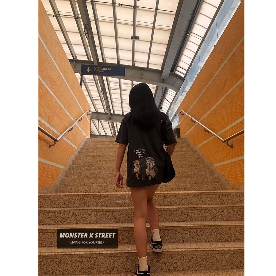 Áo thun Mèo Lan can unisex MONSTER X STREET form rộng Local Brand thumbnail 6