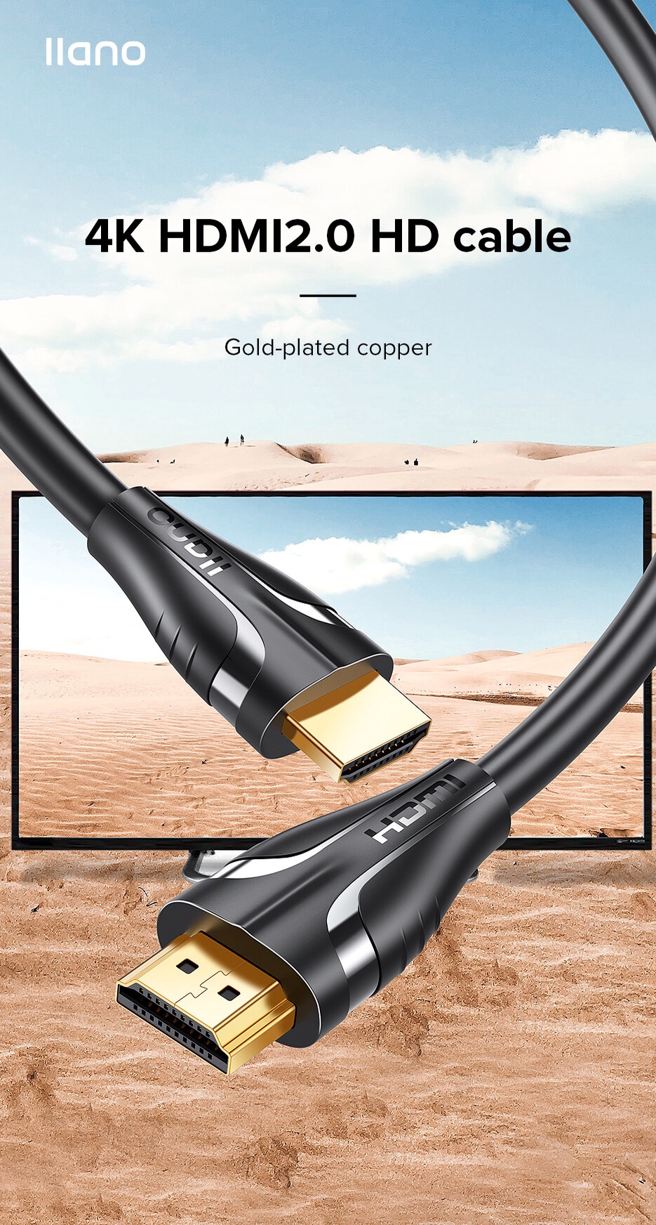 Mô tả llano Dây cáp truyền dữ liệu hdmi 2.0 4k/60hz hd 3d hdmi1080p tốc độ cao cho ps5/switch tvbox laptop - 1