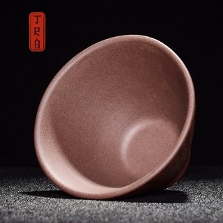 Chén trà nón, tử sa cao cấp, thủ công, bề mặt có khắc Bát Nhã Tâm Kinh, kích thước 7x4.3cm, dung tích 55ml