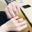 Nhẫn titan nữ không gỉ mạ vàng 18k thiết kế hoạ tiết đính đá phong cách hàn quốc thời trang