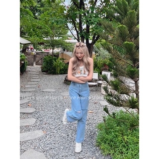 [HAN’S STORE ]QUẦN JEAN QUẢNG CHÂU ỐNG RỘNG CUT GỐI (ẢNH THẬT)
