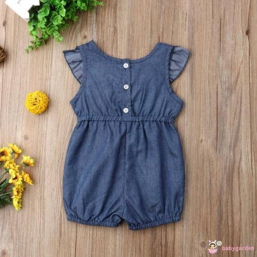 Áo liền quần tay viền bèo hông thắt nơ thời trang cho bé gái