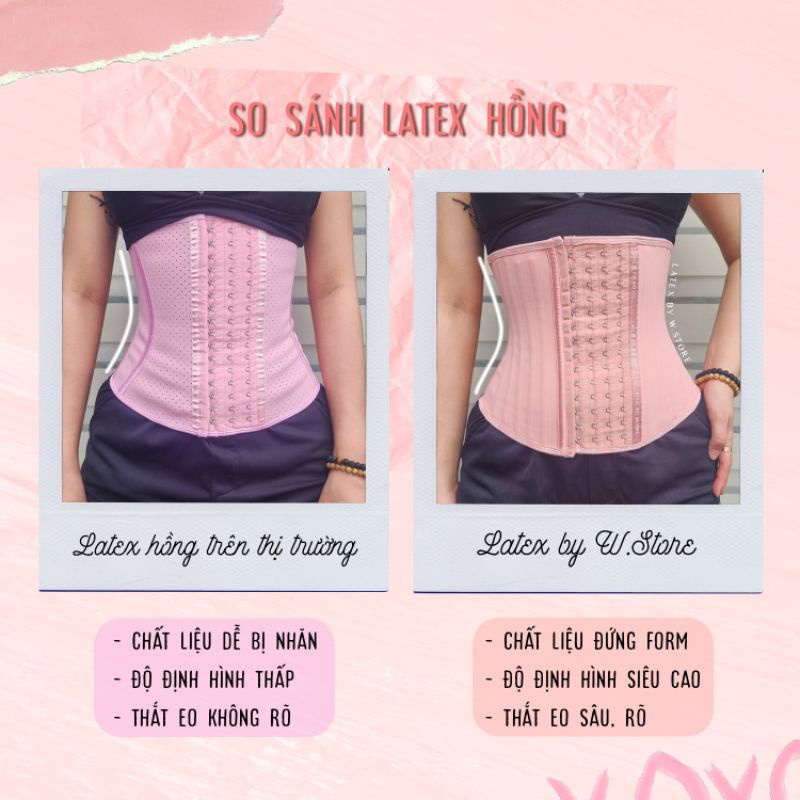 Ảnh Gen Nịt Bụng Sau Phẫu Thuật Hút Mỡ - Latex Định Hình Eo Lolita Hồng 27 Xương WSTORE - Chính Hãng Latex By W.STORE 3