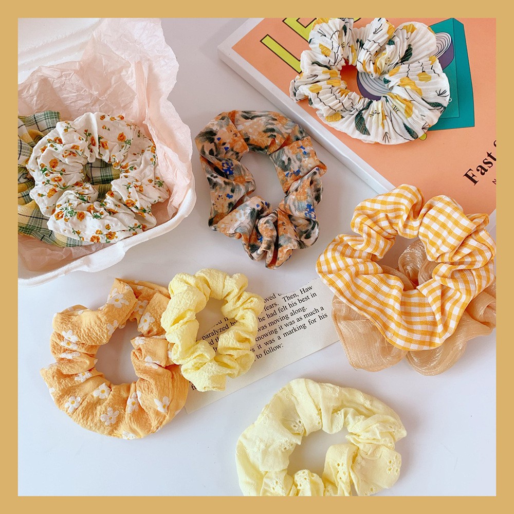 Dây Buộc Tóc Scrunchies Vải Cao Cấp Co Giãn Phối Nhiều Màu Link 2