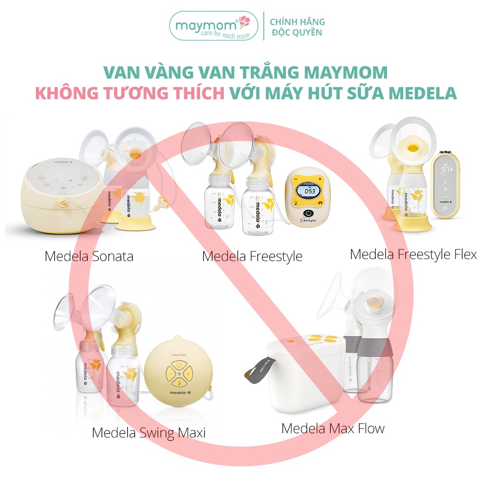 Ảnh Bộ Van Trắng Van Vàng Maymom Dùng Cho Máy Hút Sữa Medela Pump, Harmony, Swing, Mini Electric, Symphony 4