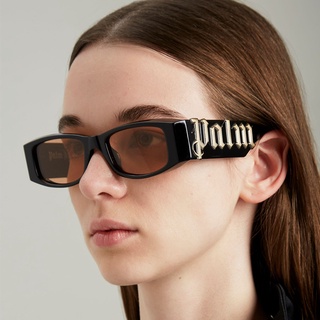 Khung màu tím chữ punk thời trang Kính râm xu hướng mới ins phong cách hip-hop cao cấp kính râm mặt nhỏ nữ