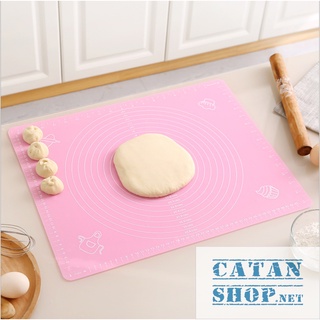 Combo 3 Món Làm Bánh Gồm Cây Lăn Bột, Thảm Cán Bột Silicone Làm Bánh Chống Dính, Chống Trơn Trượt