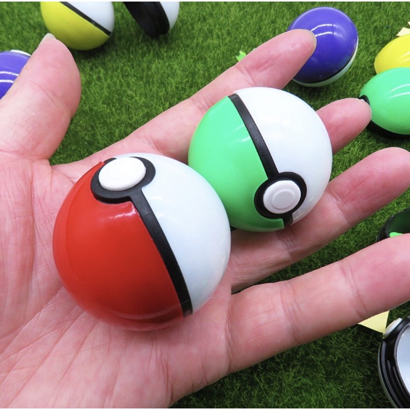 Quả bóng nhựa đồ chơi pokemon sắc màu bên trong có mô hình nhân vật phát sáng kèm sticker Pokemon cho bé