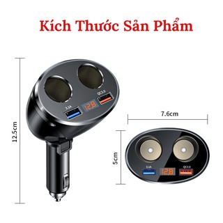 Bộ Chia Tẩu Sạc Oto Không Dây - Chia 2 Tẩu 1 Cổng Sạc 3.1A Và 1 Cổng Sạc Nhanh QC3.0 VERSION 2