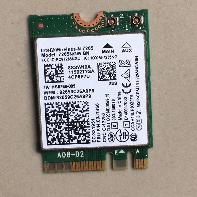 Bộ điều khiển máy phát wifi không dây Intel 7265 7265NGW BN Dual Band ...