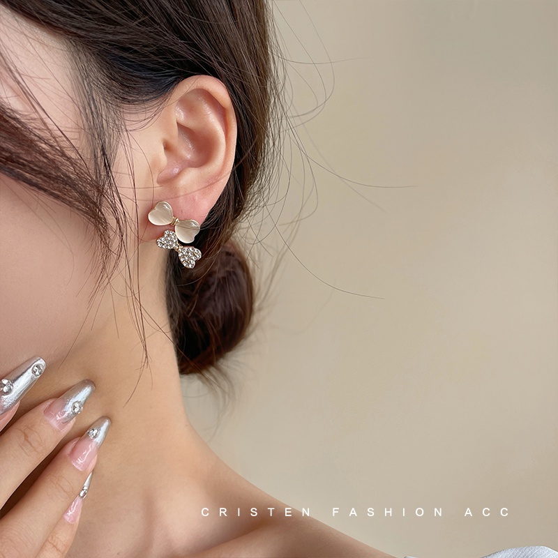 2025 Thời Trang Mới Hàn Quốc Nữ Bông Tai Kim Cương Ngọc Trai Bông Tai