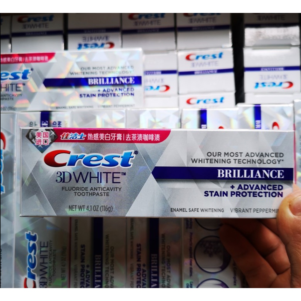 Kem đánh răng Crest 3D White Brilliance  bản Trung 90gr - Kem Crest cho hơi thở thơm mát
