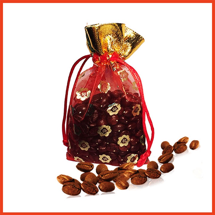 Túi voan dây rút màu đỏ 9x14cm