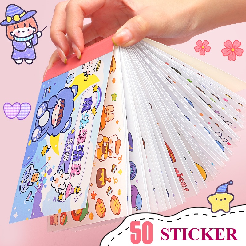 Sổ 50 Tấm Sticker Trang Trí Sổ Lưu Niệm Hình Hoạt Hình Dễ Thương ...