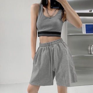 Quần ngắn ống rộng co giãn eo cao màu trơn dành cho nữ – Quần short dáng rộng thường ngày mùa hè vừa vặn 5 "