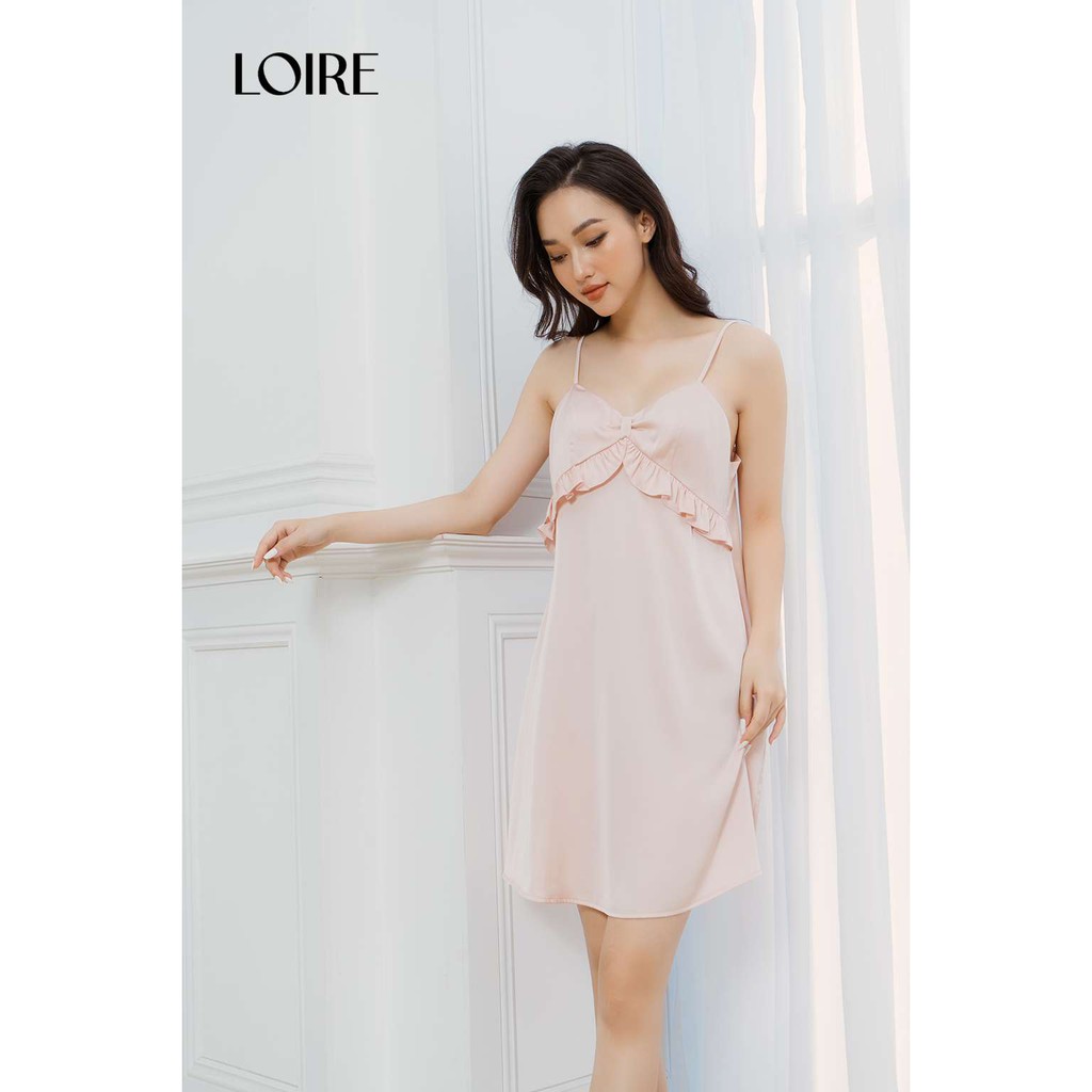 Váy Ngủ Lụa Hồng Phối Nơ Điệu Đà Loirechic VNS06