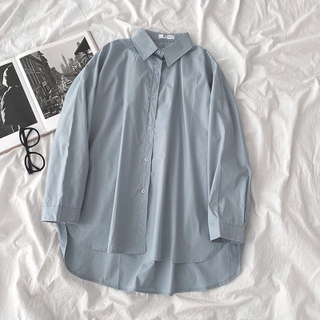 Áo Sơ Mi Nữ Tay Dài Dáng Rộng Phong Cách Hàn Quốc baju baju wanita Lenan panjang kemeja