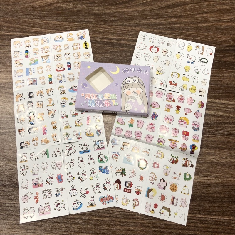 Hộp 12 tấm sticker mini cute đáng yêu , trang trí sổ , tập , đồ dùng