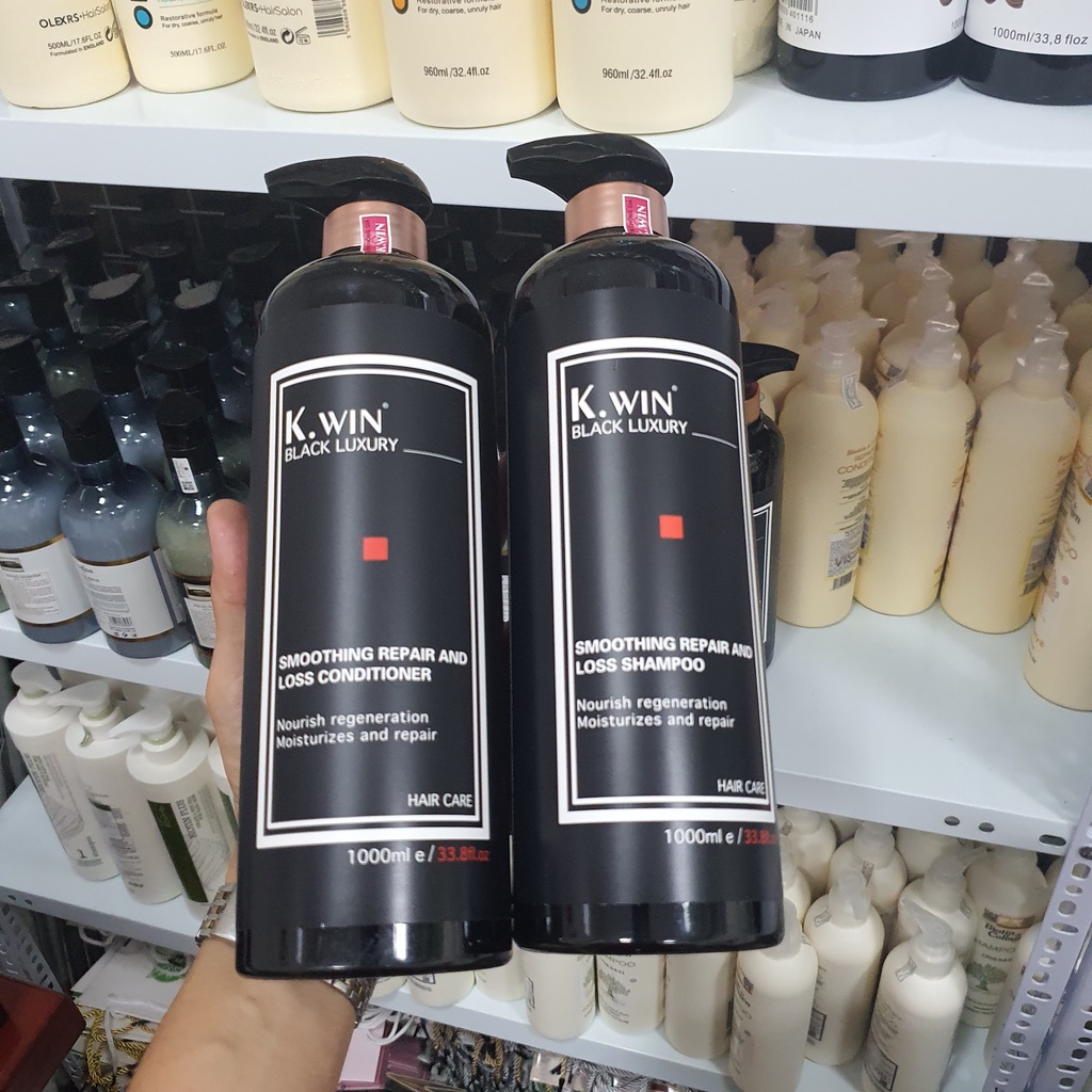 Cặp Dầu Gội Xả K.win Black Luxury 650ml/1000ml | Dưỡng Tóc Mềm Mượt, Hỗ Trợ Phục Hồi Tóc Khô Xơ.