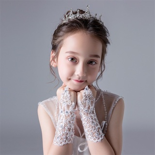 Găng Tay Công Chúa Ren Kim Cương Tiệc Cưới Nữ Ngọc Trai Giả Ren Găng Tay Cô Dâu Ngón Cô Dâu Váy Cô Dâu Găng Tay Trẻ Em Quà Tặng Sinh Nhật