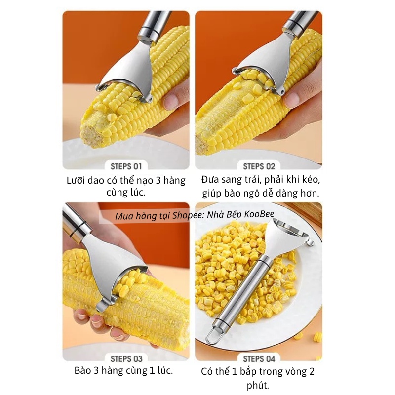 Dụng Cụ Tách Hạt Ngô Inox KOOBEE – Thiết Kế Thông Minh, Tách Hạt Nhanh Gọn, Không Làm Vỡ Hạt (NB63)