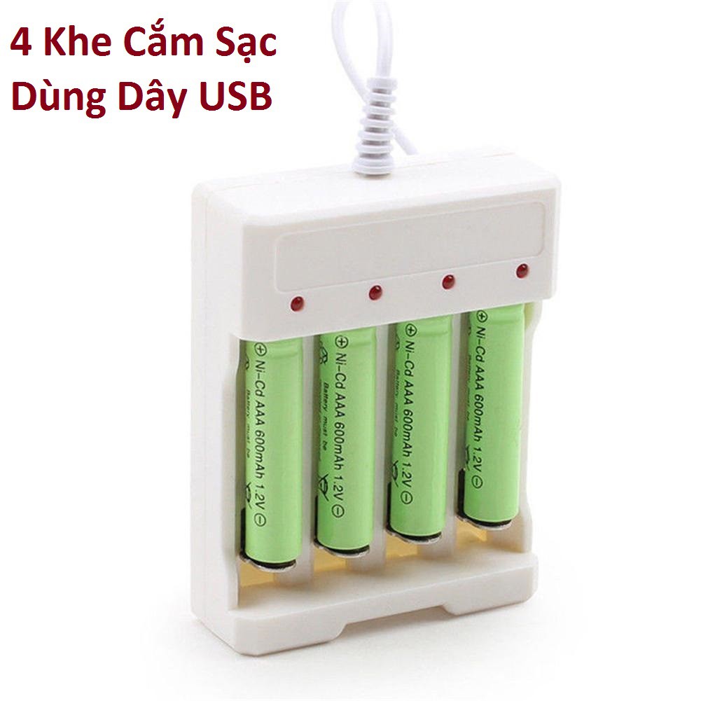 Bộ sạc pin AA - pin AAA xài cổng USB - Bộ Sạc Pin Tiểu 3a Và 2a dùng 4 ...