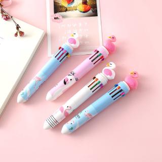 Bút bi bấm 12 màu thiết kế hoạt hình sáng tạo dễ thương bằng silicon dành cho học sinh