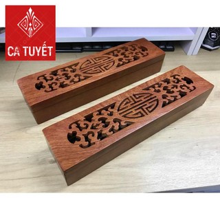 Hộp đựng đũa, thìa, dĩa, bút viết chạm trổ băng gỗ hương